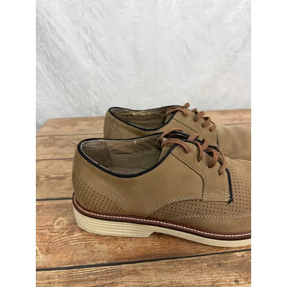 J.Murphy Johnston & Murphy Men Tan Nubuck Perforated Derby Shoes Lace Size 10.5